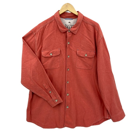 TOMMY BAHAMA Relax Shirt Button Long Sleeve Cotton Orange - Picture 1 of 6